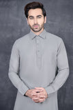 Ash Grey Collar Style Salawr Kameez Pakistani Men's Suit - Asian Party Wear