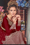 MAROON INDIAN WEDDING ANARKALI DRESS - Asian Party Wear