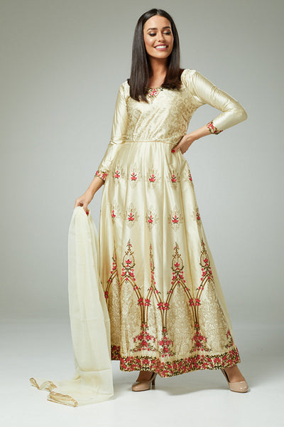 GOLD READY TO WEAR ANARKALI DRESS - Asian Party Wear