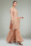 SANDSTONE PEACH WEDDING WEAR GHARARA SUIT - Asian Party Wear