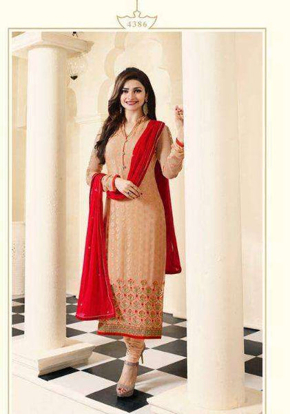 4386 PEACH KASEESH MAGICAL BRASSO STRAIGHT SALWAR KAMEEZ SUIT - Asian Party Wear