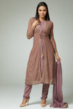 DEEP MAUVE INDIAN WEDDING JACKET STYLE READYMADE DRESS - Asian Party Wear