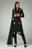 BLACK PAKISTANI ETHNIC JACKET STYLE PARTY WEAR SUIT - Asian Party Wear