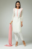 WHITE READYMADE PAKISTANI PEPLUM STYLE (FROCK) - Asian Party Wear