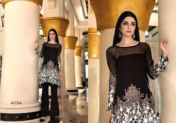 ZMB-4034 BLACK MARIA B STYLE PAKISTANI SALWAR KAMEEZ SUIT - Asian Party Wear