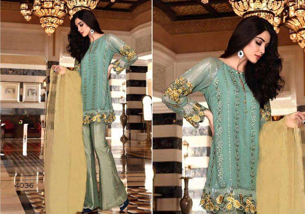 4036 GREEN MARIA B STYLE PAKISTANI SALWAR KAMEEZ SUIT - Asian Party Wear