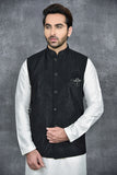 Black Festive Waistcoat Indian Men's Nehru Jacket - Asian Party Wear