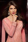 5038 BLOOMING DAHLIA PEACHY PINK HEROINE PRIYANKA CHOPRA MAXI WEDDING DRESS - Asian Party Wear