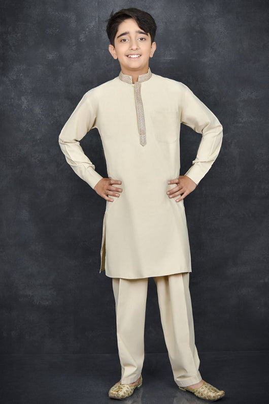 Cream Pakistani Boys Eid Kurta Shalwar Casual Dress Cream Pakistani Boys Eid Kurta Shalwar Casual Dress
