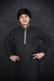 Black Pakistani Kids Salwar Kurta For Little Boys - Asian Party Wear