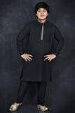 Black Pakistani Kids Salwar Kurta For Little Boys - Asian Party Wear