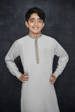 Grey Pakistani Young Boys Suit Readymade Kurta Shalwar - Asian Party Wear