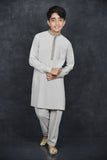 Grey Pakistani Young Boys Suit Readymade Kurta Shalwar - Asian Party Wear