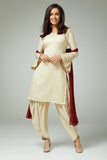 CREAM FEMININE STYLISH READYMADE SALWAR SUIT - Asian Party Wear