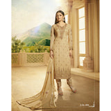 BEIGE EMBROIDERED GEORGETTE INDIAN SALWAR SUIT - Asian Party Wear