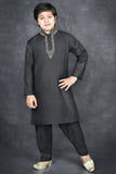 Black Embroidered Designer Kurta Suit Indian Boys Wear - Asian Party Wear