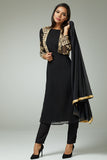 BLACK BEST EID SALWAR SUIT WITH GOLD JACKET - Asian Party Wear