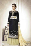 M18005 BLACK AND GOLD MEHAK PARTY WEAR GEORGETTE SALWAR KAMEEZ SUIT - Asian Party Wear