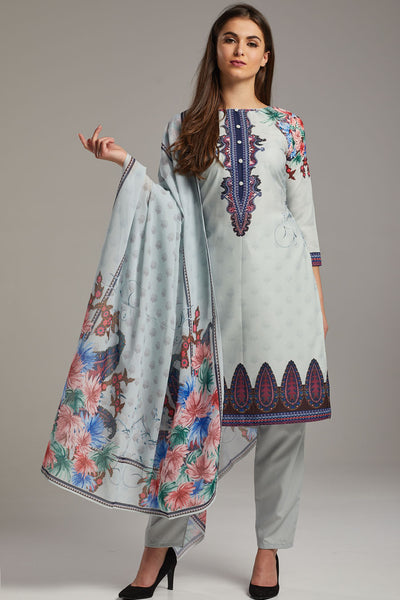 LILAC GREY SUMMER WEAR PAKISTANI READYMADE SALWAR KAMEEZ - Asian Party Wear