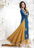 BLUE MEHZABI PARTY WEAR LONG STRAIGHT SALWAR KAMEEZ - Asian Party Wear