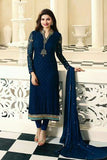 4382 DRESS BLUE KASEESH MAGICAL BRASSO STRAIGHT SALWAR KAMEEZ SUIT - Asian Party Wear