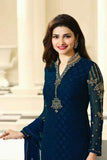 4382 DRESS BLUE KASEESH MAGICAL BRASSO STRAIGHT SALWAR KAMEEZ SUIT - Asian Party Wear