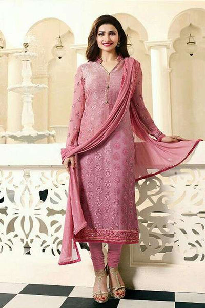 4383 PINK KASEESH MAGICAL BRASSO STRAIGHT SALWAR KAMEEZ SUIT - Asian Party Wear