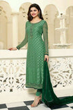 4385 GREEN KASEESH MAGICAL BRASSO STRAIGHT SALWAR KAMEEZ SUIT - Asian Party Wear