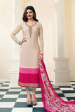 4563 CREAM KASEESH SILKINA ROYAL CREPE PARTY WEAR SUIT - Asian Party Wear