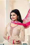 4563 CREAM KASEESH SILKINA ROYAL CREPE PARTY WEAR SUIT - Asian Party Wear