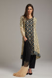 BLACK & CREAM JACKET STYLE READY TO WEAR PAKISTANI DESIGNER SUIT - Asian Party Wear