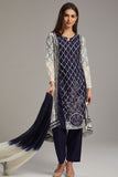 NAVY BLUE & WHITE PAKISTANI STYLE READYMADE SALWAR SUIT - Asian Party Wear