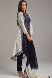 NAVY BLUE & WHITE PAKISTANI STYLE READYMADE SALWAR SUIT - Asian Party Wear