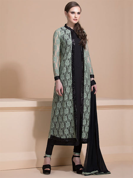 PISTA LACE JACKET AND SHIRT STYLE READY MADE DRESS - Asian Party Wear