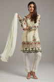 CREAM ETHNIC PAKISTANI STYLE READYMADE SUIT - Asian Party Wear