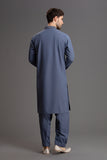 Blue Grey Men Shalwar Kameez Pakistani Designer Fashion Readymade Suit - Asian Party Wear