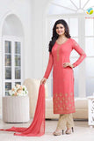 5016 PEACHY PINK KASEESH PRACHI GEORGETTE PARTY WEAR SALWAR KAMEEZ SUIT - Asian Party Wear