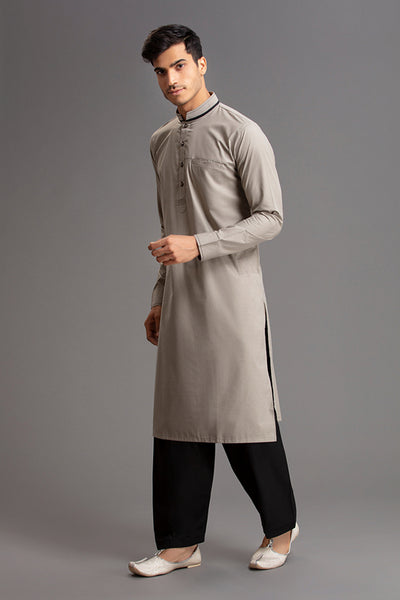 Grey and Black Eastern Wear Kurta Shalwar Pakistani Menswear - Asian Party Wear