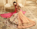 PEACH FRONT SLIT INDIAN WEDDING GOWN - Asian Party Wear