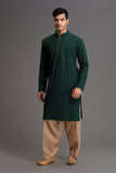 Green & Beige Men's Eid Kurta Shalwar Kameez Indian Menswear - Asian Party Wear