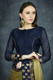 Military Olive & Navy Blue Indian Party Saree - Asian Party Wear