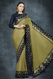 Military Olive & Navy Blue Indian Party Saree - Asian Party Wear