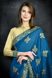 Mosaic Blue Traditional Embroidered Saree - Asian Party Wear