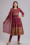 ZCG-52 BURGUNDY INDIAN GIRLS PARTY WEAR REDYAMADE SUIT - Asian Party Wear