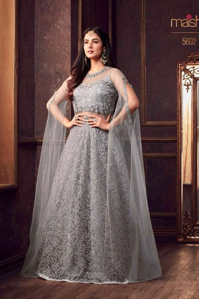 Grey New Party Bridesmaid Wedding Dress Gown Collection 2018 - Asian Party Wear