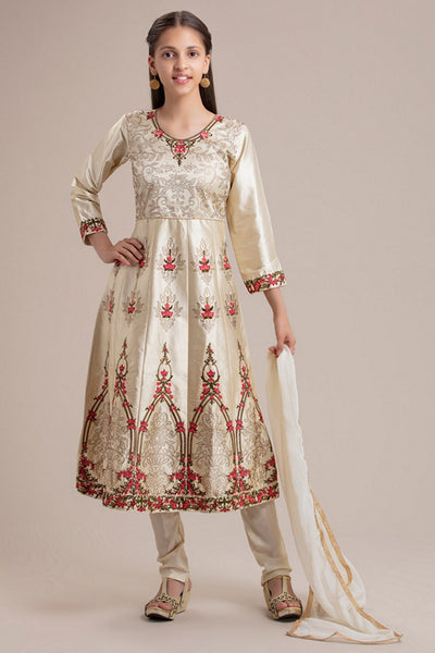 ZCG-50 BEIGE INDIAN GIRLS PARTY WEAR READYMADE SUIT - Asian Party Wear