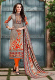 2008 ORANGE AND GREY PASHMINA SARANG SALWAR KAMEEZ WITH PRINTED SHAWL - Asian Party Wear