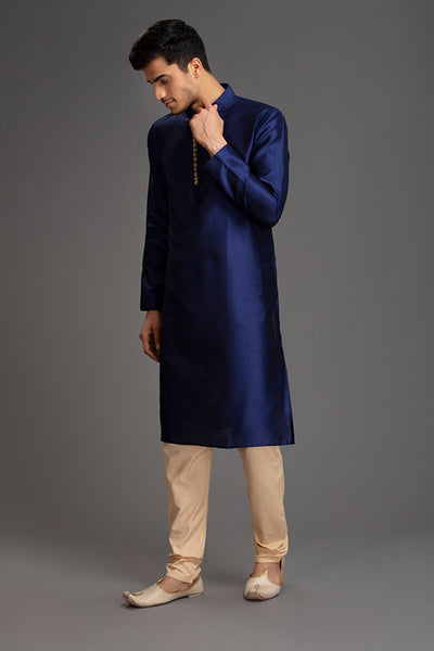 Navy Blue Indian Mens Kurta Pajama Ethnic Wedding Men's Wear - Asian Party Wear