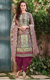 2007 PLUM PASHMINA SARANG SALWAR KAMEEZ WITH PRINTED SHAWL - Asian Party Wear