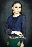 Dark Green & Navy Blue Designer Party Wear Saree - Asian Party Wear